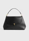 Totême T-lock Leather Satchel Black In Black