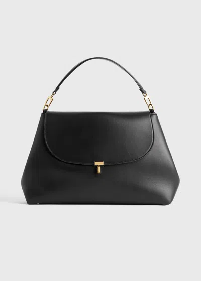 Totême T-lock Leather Satchel Black