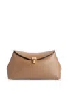 Totême Toteme T-lock Leather Shoulder Bag In Beige