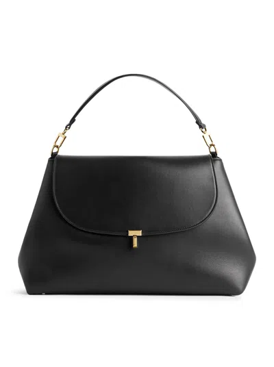 Totême T-lock Leather Shoulder Bag In Black