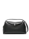 Totême Structured Black Leather Shoulder Bag With Flap Closure