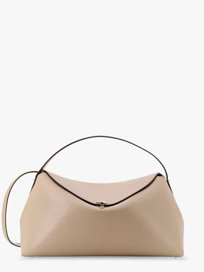 Totême T-lock Leather Shoulder Bag In Sand