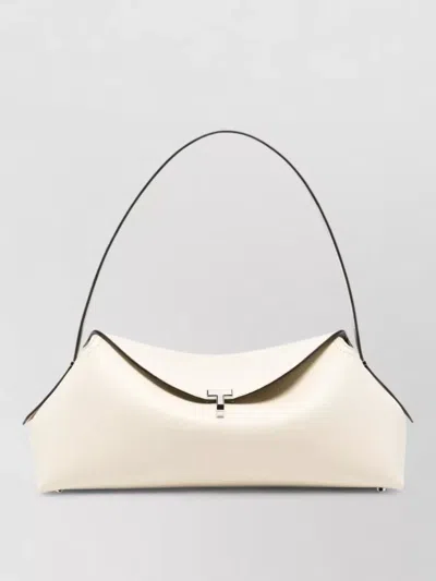 Totême T Lock Leather Shoulder Bag Top Handle In White