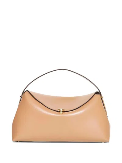 Totême T-lock Leather Tote Bag In Nude