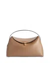 Totême T-lock Smooth-leather Convertible Clutch In Medium Bone In Brown