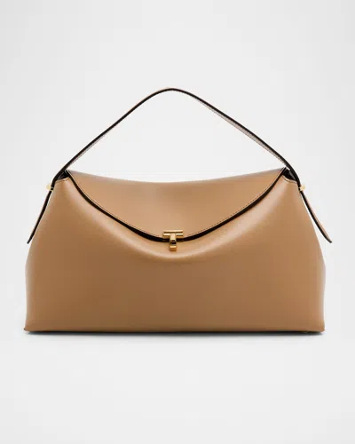 Totême T-lock Leather Top-handle Bag In Brown