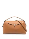 Totême T-lock Grained-leather Top Handle Tan In Brown