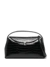 Totême T-lock Croc-embossed Top-handle Bag In Schwarz