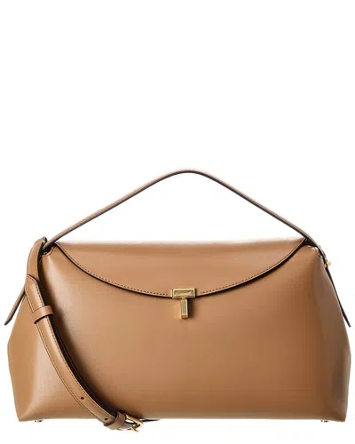 Totême Toteme T-lock Leather Top Handle Shoulder Bag In Brown