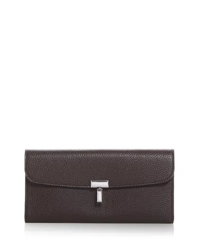 Totême T-lock Leather Wallet In Brown