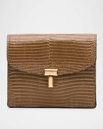 Totême T-lock Lizard-embossed Leather Cardholder In Brown