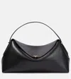Totême Taupe T-lock Leather Top Handle Bag In Black