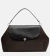 Totême T-lock Medium Leather-trimmed Shoulder Bag In Brown