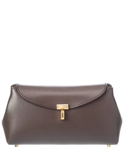 Totême Toteme T Lock Mini Leather Clutch In Brown