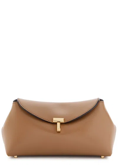 Totême Toteme T-lock Mini Leather Clutch In Brown