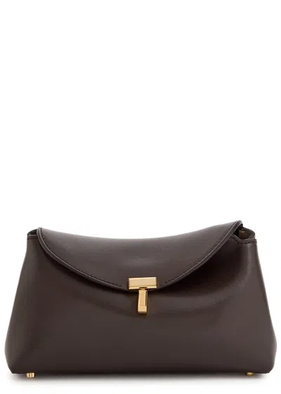 Totême Toteme T-lock Mini Leather Clutch In Brown