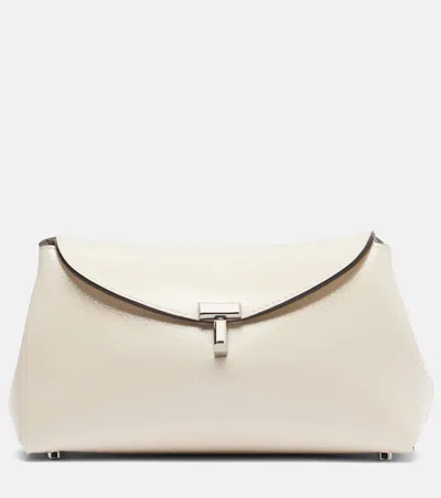 Totême T-lock Mini Leather Clutch In Sand