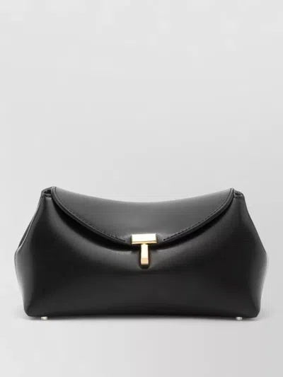 Totême T Lock Mini Leather Shoulder Clutch Bag In Black
