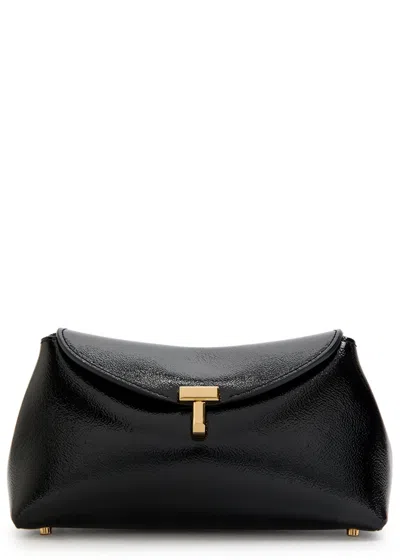 Totême Toteme T-lock Mini Patent Leather Clutch In Black