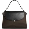Totême Toteme T-lock Mixed Media Satchel In Brown