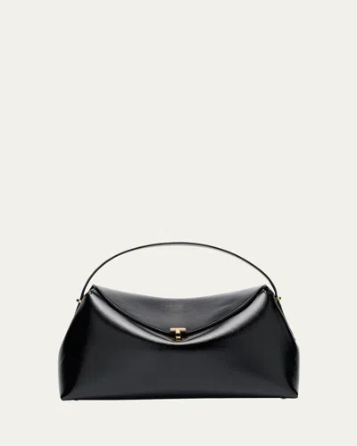 Totême T-lock Naplack Leather Top-handle Bag In Black