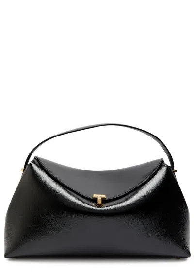 Totême Toteme T-lock Patent Leather Top Handle Bag In Black