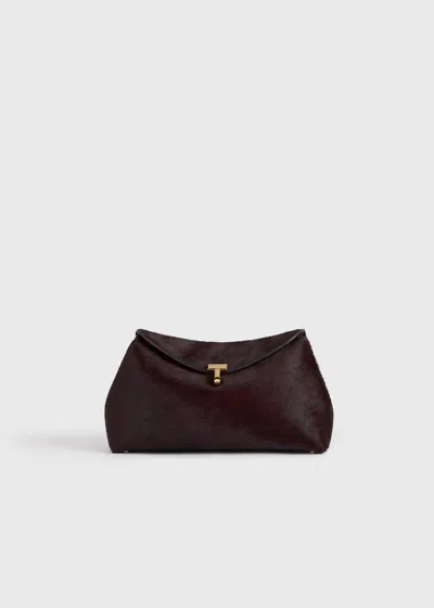 Totême T Lock Calf Hair Convertible Clutch In Burgundy
