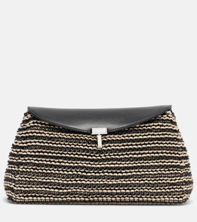 TOTÊME T-LOCK SMALL LEATHER CLUTCH