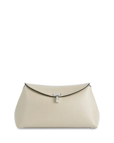 Totême T-lock Smooth-leather Convertible Clutch In Milk In Neutral