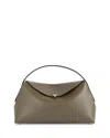 Totême T-lock Smooth Leather Convertible Top Handle Bag In Ash In Green