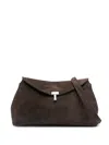 Totême T-lock Suede Clutch In Brown