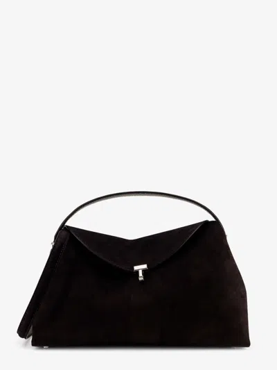 Totême T-lock Suede Leather Shoulder Bag In Brown