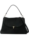Totême Toteme T-lock Suede Leather Tote Bag In Black
