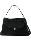 Totême Toteme T-lock Suede Leather Tote Bag In Black