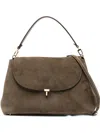 Totême Suede Leather Tote Bag With Adjustable Strap In Gray