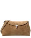 Totême Toteme T-lock Suede Satchel In Brown