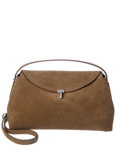 Totême Toteme T Lock Suede Shoulder Bag In Brown