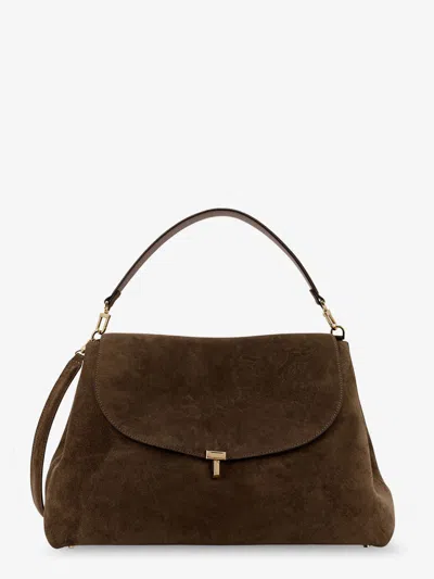 Totême T-lock Suede Shoulder Bag In Green