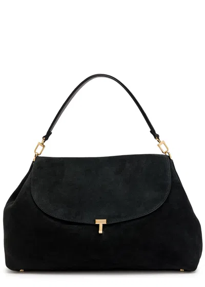 Totême Toteme T-lock Suede Top Handle Bag In Black