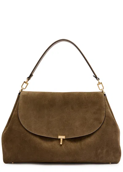 Totême Toteme T-lock Suede Top Handle Bag In Brown