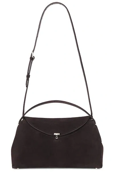 Totême T-lock Suede Top Handle Bag In Brown