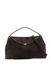 Totême T-lock Suede Top-handle Shoulder Bag In Brown