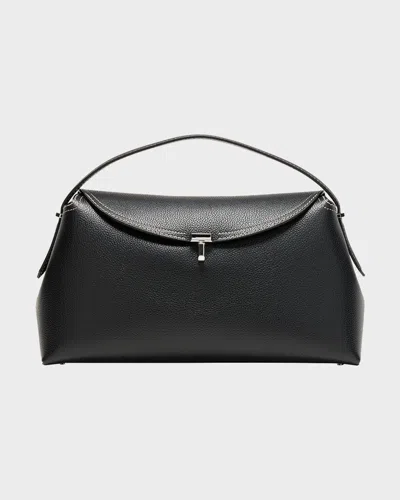 Totême T-lock Top Handle Bag In Pebble Grain Leather In Black