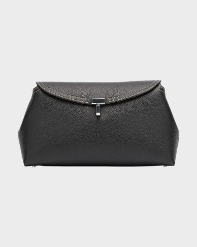 Totême T-lock Top Handle Bag In Pebble Grain Leather In Black