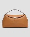 Totême T-lock Top Handle Bag In Pebble Grain Leather In Brown