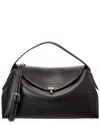 Totême Toteme T-lock Top Handle Leather Satchel In Black