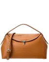 Totême Toteme T-lock Top Handle Leather Satchel In Brown