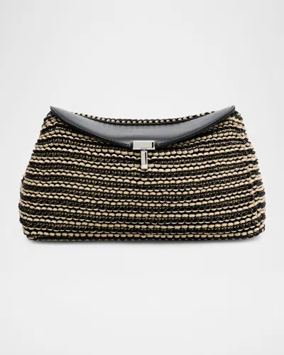 Totême T-lock Woven Leather Clutch Bag In Black