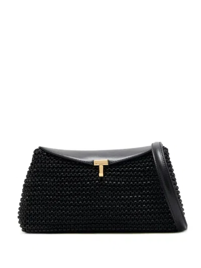Totême T-lock Woven Leather Clutch Bag In Blue