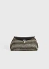 Totême T-lock Woven-leather Clutch Black/sand